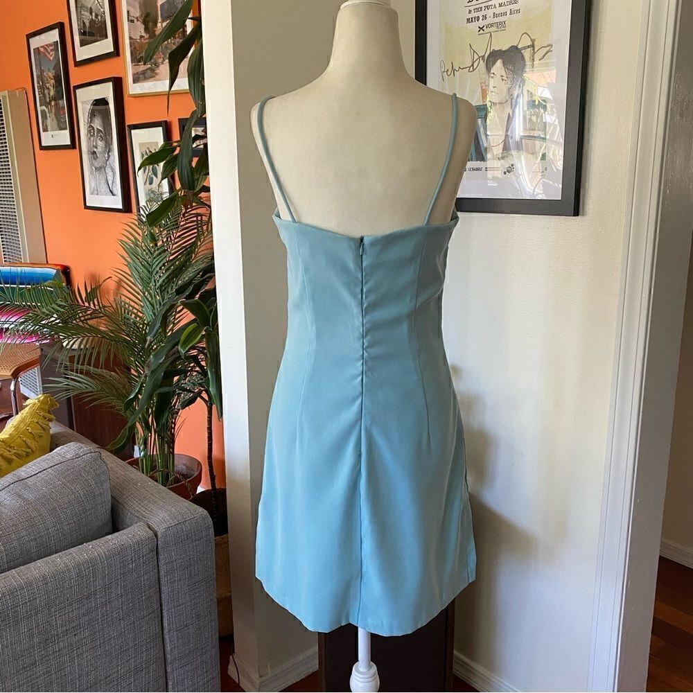 Vintage Rampage Turquoise Mini Spaghetti Strap Dress Size 9 Juniors - Picture 4 of 13